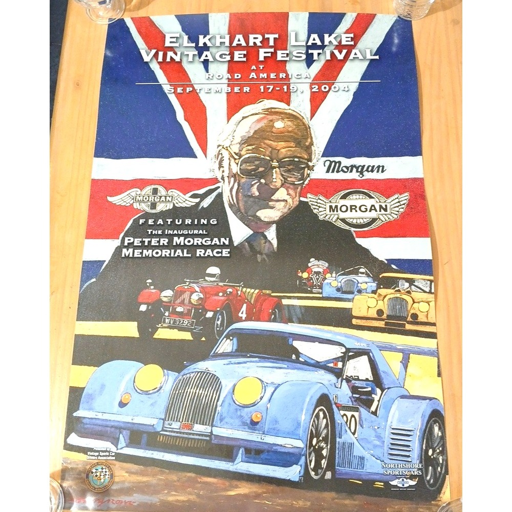 2004 Elkhart Lake Vintage Festival Road America Morgan Plus 8 GTR Poster rare